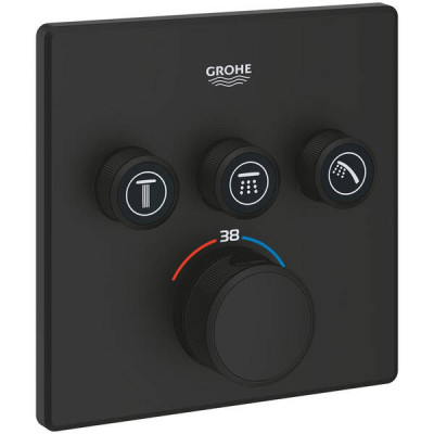 Змішувач прихованого монтажу для душу Grohe Grohtherm SmartControl 102167KF00 з термостатом на 3 споживачі, чорний матовий
