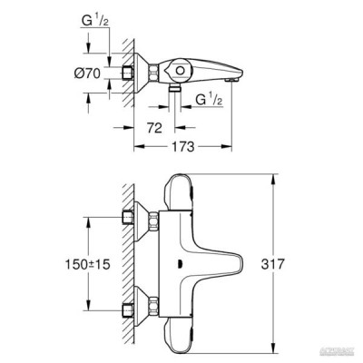 Змішувач для ванни Grohe Grohtherm 34155003 з термостатом Змішувач для ванни Grohe Grohtherm 34155003 з термостатом