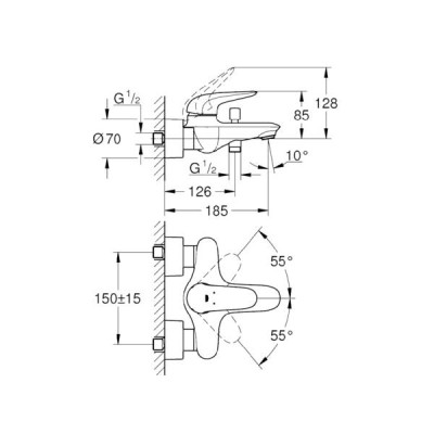 Змішувач для ванни Grohe Eurostyle New 23726003 Змішувач для ванни Grohe Eurostyle New 23726003