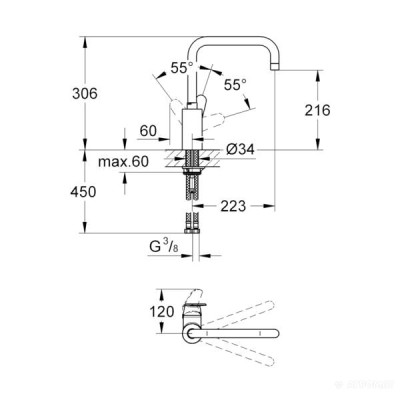 Змішувач для кухні Grohe Eurodisc cosmopolitan 32259002 Змішувач для кухні Grohe Eurodisc cosmopolitan 32259002