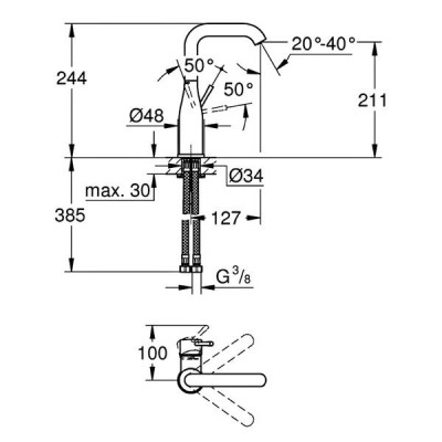 Змішувач для раковини Grohe Essence 23541001 хром Змішувач для раковини Grohe Essence 23541001 хром