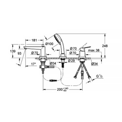 Змішувач для ванни Grohe BauEdge 2511700A хром Змішувач для ванни Grohe BauEdge 2511700A хром