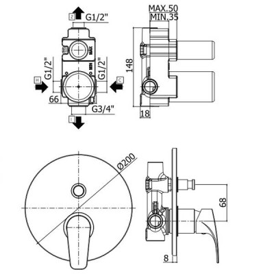 Змішувач для душу Paffoni Lime LM 015 CR
