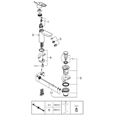 Змішувач для раковини Grohe BauLoop 23762001 Змішувач для раковини Grohe BauLoop 23762001