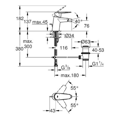 Змішувач для біде Grohe Eurodisc cosmopolitan 33244002 Змішувач для біде Grohe Eurodisc cosmopolitan 33244002