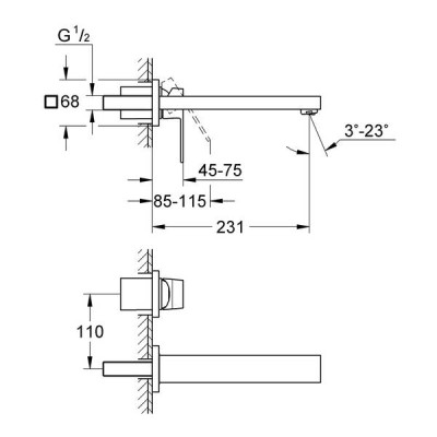 Змішувач прихованого монтажу для раковини Grohe Eurocube 23447000 Змішувач прихованого монтажу для раковини Grohe Eurocube 23447000
