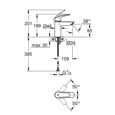 Змішувач для раковини Grohe Eurosmart 32467003 Змішувач для раковини Grohe Eurosmart 32467003
