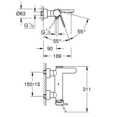 Змішувач для ванни Grohe Plus 33553DC3 Змішувач для ванни Grohe Plus 33553DC3