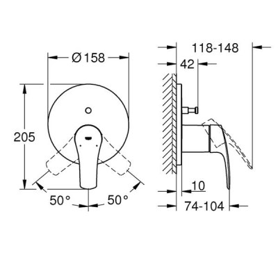 Змішувач прихованого монтажу для ванни/душу Grohe Eurosmart 24043003 хром Змішувач прихованого монтажу для ванни/душу Grohe Eurosmart 24043003 хром