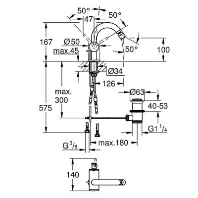 Змішувач для біде Grohe Atrio 24364DC0 з донним клапаном, суперсталь Змішувач для біде Grohe Atrio 24364DC0 з донним клапаном, суперсталь