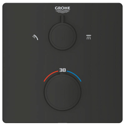 Змішувач прихованого монтажу для душу Grohe Grohtherm 1022092430 з термостатом на 2 споживачі, чорний Змішувач прихованого монтажу для душу Grohe Grohtherm 1022092430 з термостатом на 2 споживачі, чорний