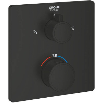 Змішувач прихованого монтажу для душу Grohe Grohtherm 1022092430 з термостатом на 2 споживачі, чорний