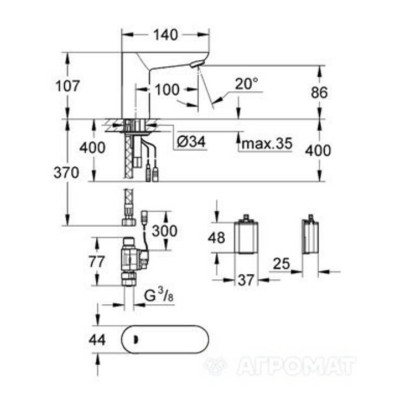 Змішувач для раковини Grohe Euroeco 36271000 Змішувач для раковини Grohe Euroeco 36271000