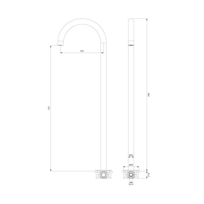 Напольный излив для ванны Omnires Y brushed brass (WWYBSB) Напольный излив для ванны Omnires Y brushed brass (WWYBSB)