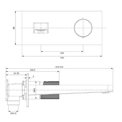 Змішувач для умивальника Omnires Contour прихованого монтажу, antracite (CT8015AT) Змішувач для умивальника Omnires Contour прихованого монтажу, antracite (CT8015AT)