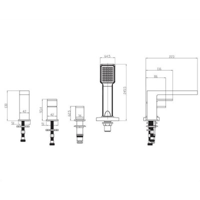 Смеситель для ванны Omnires Baretti на 4 отверстия chrome (BA7832CR) Смеситель для ванны Omnires Baretti на 4 отверстия chrome (BA7832CR)
