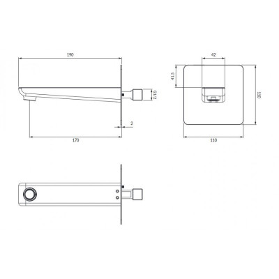Излив на ванну Omnires Parma graphite (WDPARMAGR) Излив на ванну Omnires Parma graphite (WDPARMAGR)