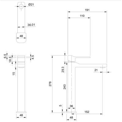 Змішувач для умивальника Omnires Slide високий graphite (SL7712GR)