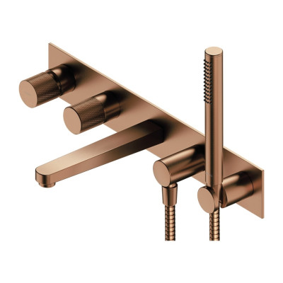 Змішувач для ванни та душа Omnires Contour на 5 отворів, прихованого монтажу, brushed copper (CT8037/1CPB)
