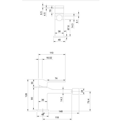 Змішувач для біде Omnires Slide graphite (SL7720GR) Змішувач для біде Omnires Slide graphite (SL7720GR)