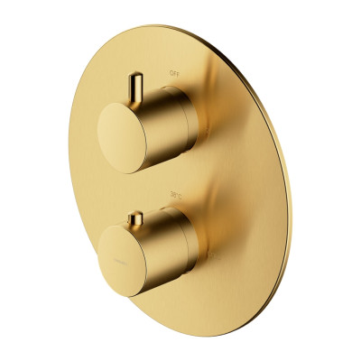 Смеситель для ванны и душа скрытого монтажа с термостатом Omnires Y brushed brass (Y1236ROBSB)