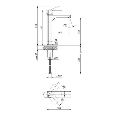 Смеситель для раковины Qtap Lipno высокий QTLIPNO10H23101G Graphite Смеситель для раковины Qtap Lipno высокий QTLIPNO10H23101G Graphite