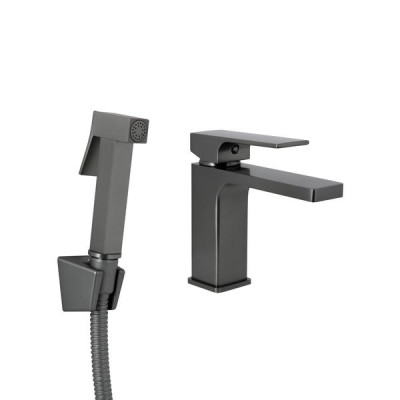 Змішувач для раковини Qtap Gemini (з гігієнічним душем) QTGEM272GMB45692 Gunmetal Black PVD