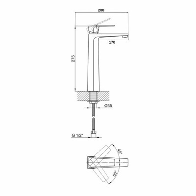 Смеситель для раковины Qtap Matice высокий 1063H103C Chrome Смеситель для раковины Qtap Matice высокий 1063H103C Chrome
