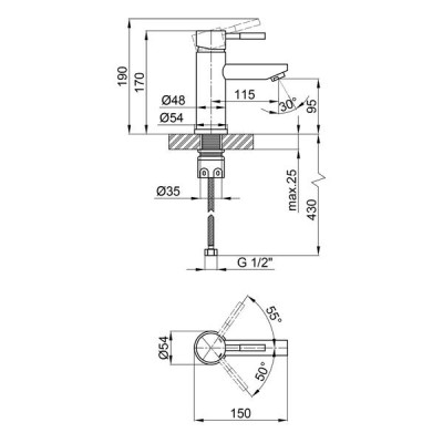 Змішувач для раковини Lidz Aria 001F (k35) LDARI001FNKS34937 Nickel Змішувач для раковини Lidz Aria 001F (k35) LDARI001FNKS34937 Nickel