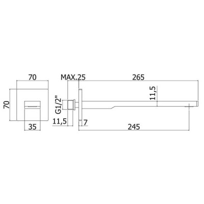 Вилив для ванни Paffoni Light ZBOC122NO 245 мм, чорний матовий Вилив для ванни Paffoni Light ZBOC122NO 245 мм, чорний матовий