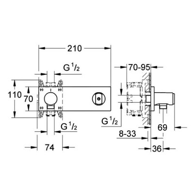 Шлангове підключення для настінного душу Grohe Grohtherm F 26878000 із вбудованим тримачем душу, хром Шлангове підключення для настінного душу Grohe Grohtherm F 26878000 із вбудованим тримачем душу, хром