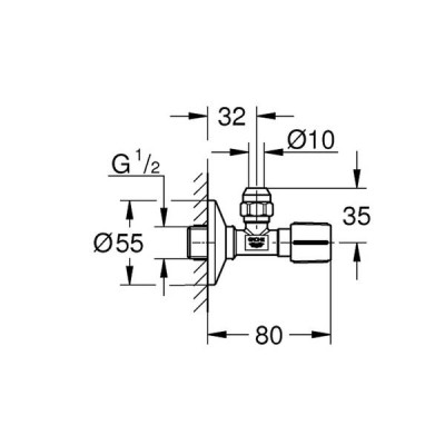 Вентиль кутовий Grohe 22074KF0 універсальний з 1/2" на 3/8" Вентиль кутовий Grohe 22074KF0 універсальний з 1/2" на 3/8"