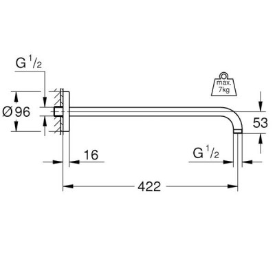 Тримач верхнього душу Grohe Rainshower 26146000 422мм настінний