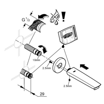 Вилив для ванни Grohe Eurosmart 134482433 171 см, чорний матовий Вилив для ванни Grohe Eurosmart 134482433 171 см, чорний матовий