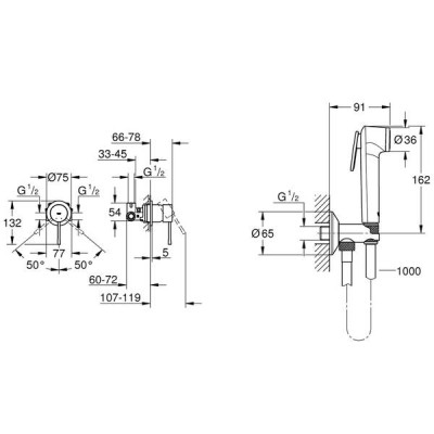 Гігієнічний душ Grohe Essence UA111197000 зі змішувачем прихованого монтажу, хром Гігієнічний душ Grohe Essence UA111197000 зі змішувачем прихованого монтажу, хром