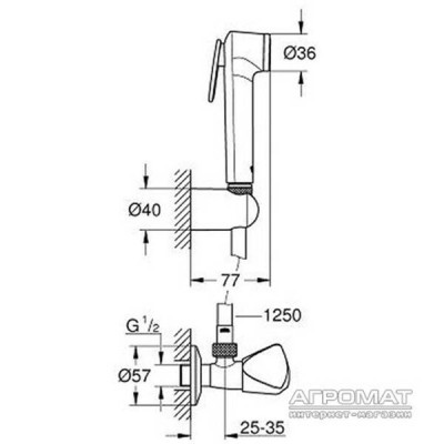 Гігієнічний душ Grohe New Tempesta 27514001 із кутовим вентилем Гігієнічний душ Grohe New Tempesta 27514001 із кутовим вентилем