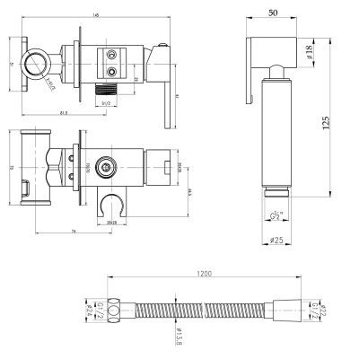 Набор для гігієнічного душу Qtap Inspai-Varius прямокутний QT259710842859NB Black Matt Набор для гігієнічного душу Qtap Inspai-Varius прямокутний QT259710842859NB Black Matt