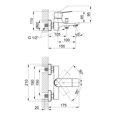 Змішувач для ванни Qtap Nihonto QTNH3022101DC Chrome Змішувач для ванни Qtap Nihonto QTNH3022101DC Chrome