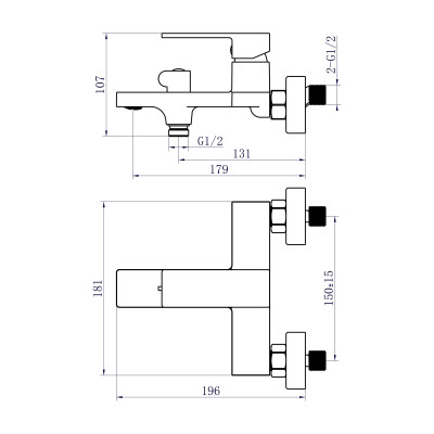 Змішувач для ванни Qtap Gemini (з душовим гарнітуром) QTGEM259BLM45682 Black Matt Змішувач для ванни Qtap Gemini (з душовим гарнітуром) QTGEM259BLM45682 Black Matt