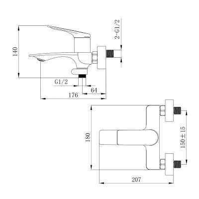 Змішувач для ванни Qtap Vlasta New (з душовим гарнітуром) QTVLA259GMB45643 Gunmetal Black PVD Змішувач для ванни Qtap Vlasta New (з душовим гарнітуром) QTVLA259GMB45643 Gunmetal Black PVD