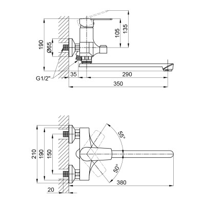 Змішувач для ванни Brinex 35W 005 Змішувач для ванни Brinex 35W 005