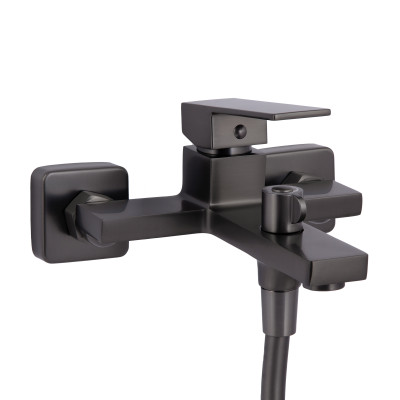 Змішувач для ванни Qtap Gemini (з душовим гарнітуром) QTGEM259GMB45684 Gunmetal Black PVD Змішувач для ванни Qtap Gemini (з душовим гарнітуром) QTGEM259GMB45684 Gunmetal Black PVD