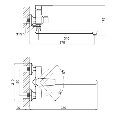 Смеситель для ванны Brinex 35B 005 Смеситель для ванны Brinex 35B 005