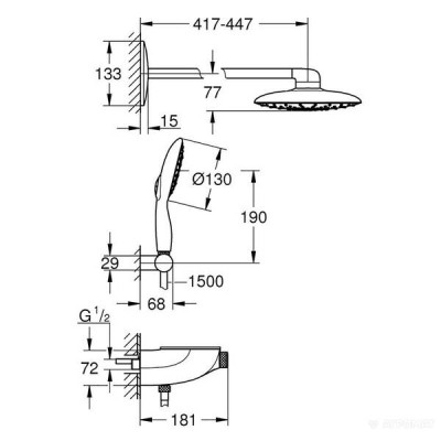 Душова система Grohe Rainshower System 26446LS0 з термостатом Душова система Grohe Rainshower System 26446LS0 з термостатом