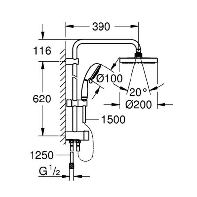Душова система Grohe New Tempesta Rustic System 200 27399002 хром Душова система Grohe New Tempesta Rustic System 200 27399002 хром