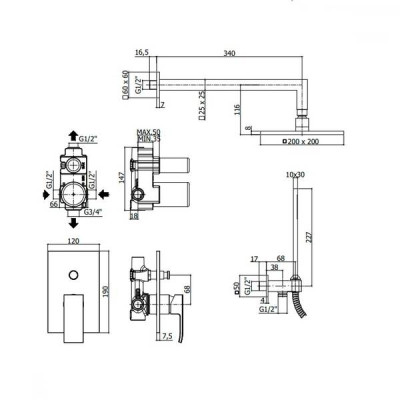 Душова система прихованого монтажу Paffoni Level KIT LES015 CR