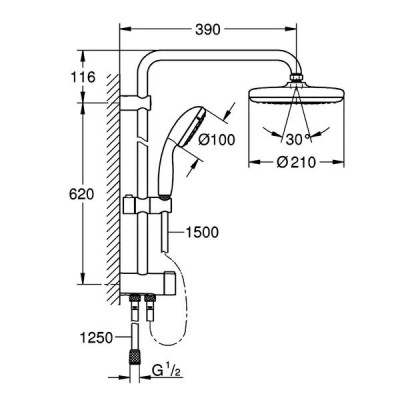 Душова система Grohe Tempesta System 210 26381001 хром Душова система Grohe Tempesta System 210 26381001 хром