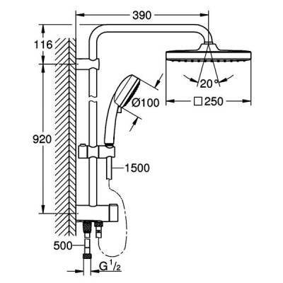 Душова система Grohe Tempesta Cosmopolitan System 250 Cube 26694000 хром Душова система Grohe Tempesta Cosmopolitan System 250 Cube 26694000 хром