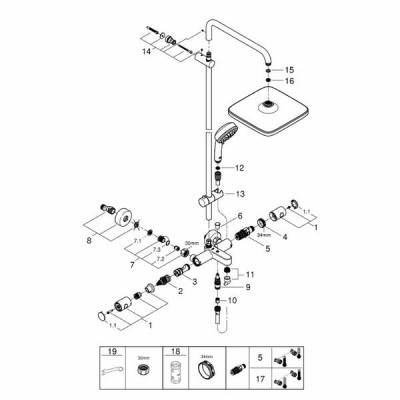 Душова система Grohe New Tempesta Cosmopolitan System 250 Cube 26691000 з термостатом Душова система Grohe New Tempesta Cosmopolitan System 250 Cube 26691000 з термостатом