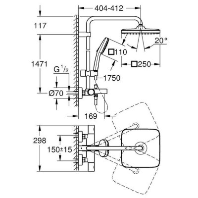 Душова система Grohe Tempesta Cosmopolitan 266912431 із виливом, чорний матовий Душова система Grohe Tempesta Cosmopolitan 266912431 із виливом, чорний матовий